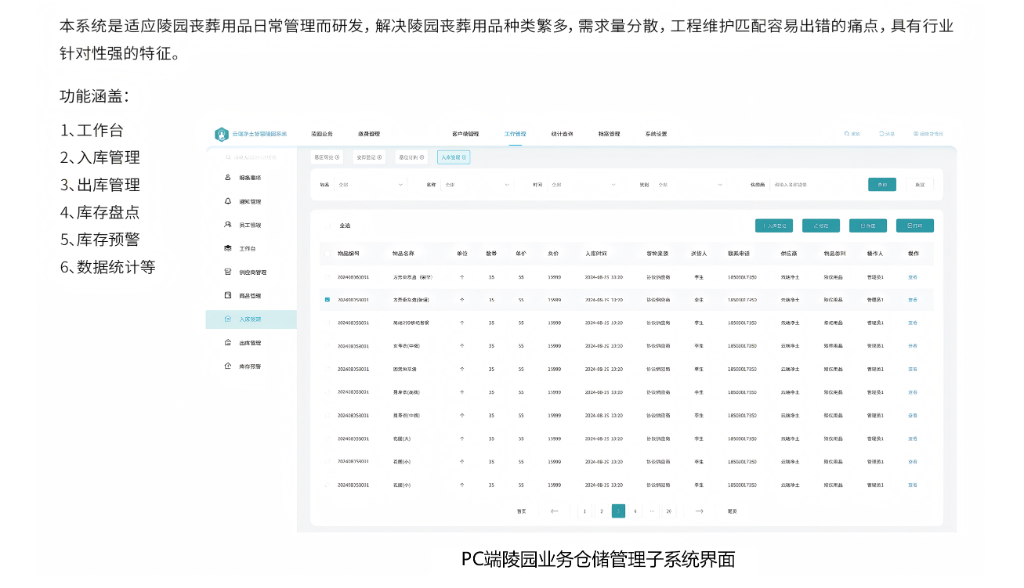 陵园业务仓储管理子系统